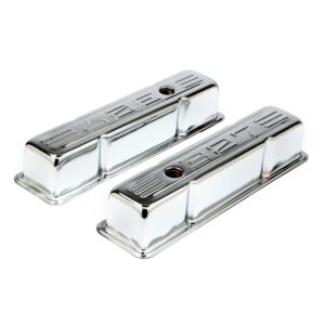 TRANS-DAPT PERFORMANCE PRODUCTS 327 IN. C.I.D. LOGO DESIGN VALVE COVERS; TALL; 1958-1986 SB CHEVY 327- CHROME