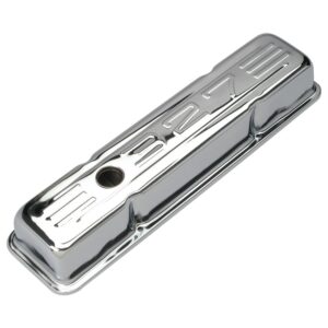 TRANS-DAPT PERFORMANCE PRODUCTS 327 IN. C.I.D. LOGO DESIGN VALVE COVERS; SHORT; 1958-1986 SB CHEVY 327- CHROME