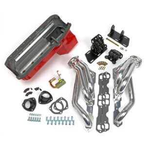 TRANS-DAPT PERFORMANCE PRODUCTS ENGINE SWAP IN A BOX KIT; 55-78 SB CHEVY INTO 82-04 2WD S10/S15; 1 3/4 IN. TUBE; HTC SILVER CERAMIC COATED HEADERS