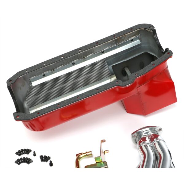 TRANS-DAPT PERFORMANCE PRODUCTS ENGINE SWAP IN A BOX KIT; 55-78 SB CHEVY INTO 82-04 2WD S10/S15; 1 3/4 IN. TUBE; HTC SILVER CERAMIC COATED HEADERS