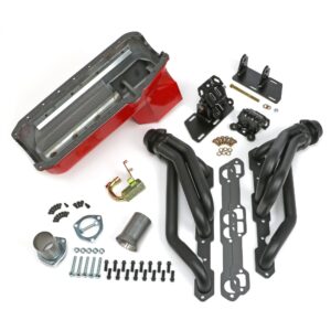 TRANS-DAPT PERFORMANCE PRODUCTS ENGINE SWAP IN A BOX KIT; 55-78 SB CHEVY WITH D-PORT HEADS INTO 82-04 2WD S10/S15; 1 1/2 IN. TUBE; BLACK MAXX BLACK CERAMIC COATED HEADERS