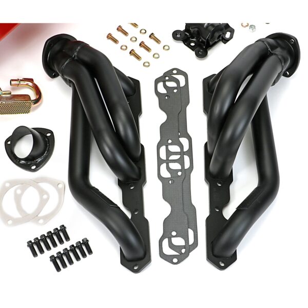 TRANS-DAPT PERFORMANCE PRODUCTS ENGINE SWAP IN A BOX KIT; 55-78 SB CHEVY INTO 82-04 2WD S10/S15; 1 3/4 IN. TUBE; BLACK MAXX BLACK CERAMIC COATED HEADERS