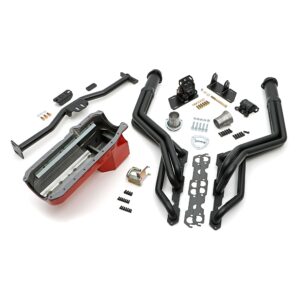 TRANS-DAPT PERFORMANCE PRODUCTS ENGINE SWAP IN A BOX KIT; 86-00 SB CHEVY IN 82-04 S10 / S15 WITH TH350/700R4; 1-1/2 IN. LONG TUBE HEADERS; 3 IN. COLLECTOR; INCLUDES HEADERS, OIL PAN, ENGINE MOUNTS- BLACK MAXX CERAMIC HEADERS