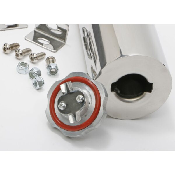 TRANS-DAPT PERFORMANCE PRODUCTS 3 IN. X 10 IN. RADIATOR OVERFLOW TANK; 36 OZ.- ALUMINUM