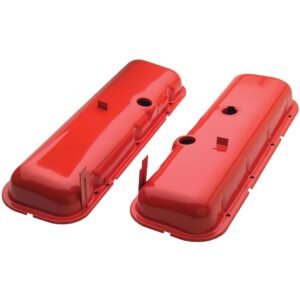TRANS-DAPT PERFORMANCE PRODUCTS O.E.M REPRODUCTION STYLE VALVE COVERS; SHORT; 1965-72 BB CHEVY- CHEVY ORANGE POWDER COATED