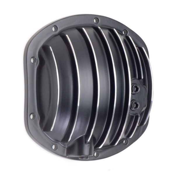 TRANS-DAPT PERFORMANCE PRODUCTS DANA 25-27-30 STYLE, BLACK POWDER-COATED ALUMINUM DIFFERENTIAL COVER WITH POLISHED FINS