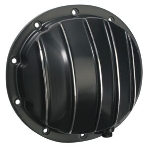 TRANS-DAPT PERFORMANCE PRODUCTS GM INTERMEDIATES (88-UP) AND GM 1/2 TON; 8.5 IN. RING GEAR; 10 BOLT , BLACK POWDER-COATED ALUMINUM DIFFERENTIAL COVER WITH POLISHED FINS