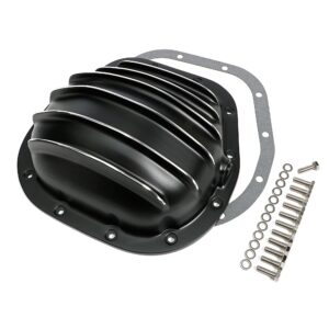 TRANS-DAPT PERFORMANCE PRODUCTS STERLING 12 BOLT STYLE, BLACK POWDER-COATED ALUMINUM DIFFERENTIAL COVER WITH POLISHED FINS