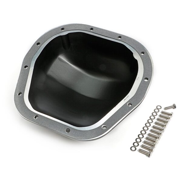 TRANS-DAPT PERFORMANCE PRODUCTS STERLING 12 BOLT STYLE, BLACK POWDER-COATED ALUMINUM DIFFERENTIAL COVER WITH POLISHED FINS