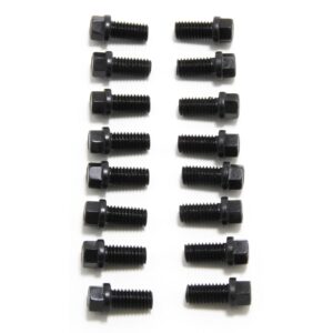 TRANS-DAPT PERFORMANCE PRODUCTS HEADER BOLTS; 3/8"-16 X 3/4"; 3/8 IN. HEX WASHER HEAD; FOR THICK FLANGES (16 BOLTS); BLACK OXIDE FINISH- BB CHEVY, FORD V8