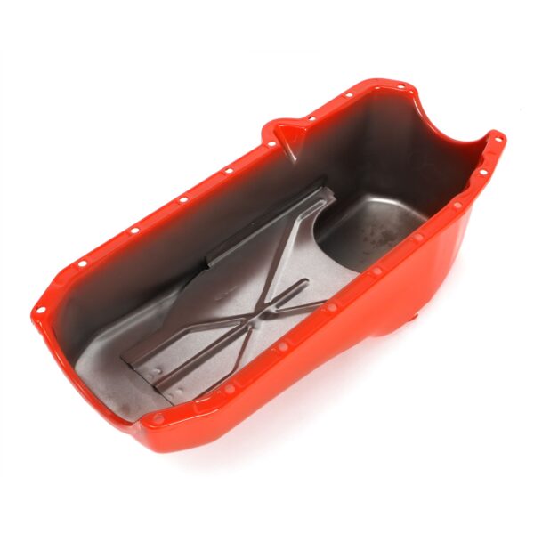 TRANS-DAPT PERFORMANCE PRODUCTS 1980-85 SB CHEVY 305-350 OEM STYLE OIL PAN- CHEVY ORANGE (4 QTS.)