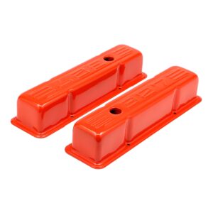 TRANS-DAPT PERFORMANCE PRODUCTS CHEVY 327 LOGO TALL ORANGE POWDER COATED VALVE COVERS