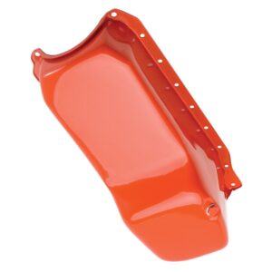 TRANS-DAPT PERFORMANCE PRODUCTS 1986-00 CHEVY 305-350 OEM STYLE OIL PAN; CHEVY ORANGE (4 QTS.)