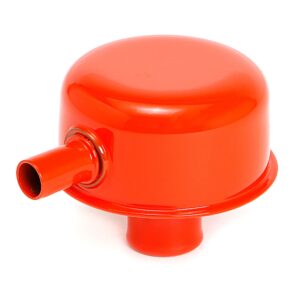 TRANS-DAPT PERFORMANCE PRODUCTS PUSH-IN STYLE BREATHER CAP WITH TUBE (WITHOUT GROMMET); 2-3/4 IN. OVERALL DIAMETER - CHEVY ORANGE POWDER COATED