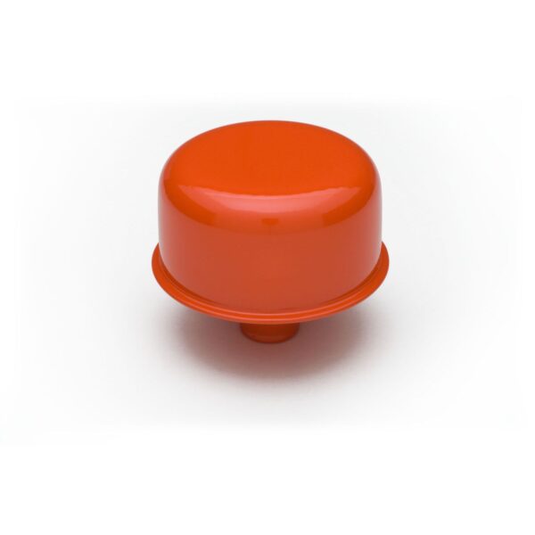 TRANS-DAPT PERFORMANCE PRODUCTS 3/4 IN. NECK PCV BREATHER CAP; 2-3/4 IN. OVERALL DIAMETER - CHEVY ORANGE POWDER COATED