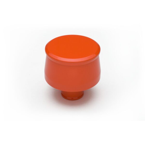 TRANS-DAPT PERFORMANCE PRODUCTS PUSH-IN STYLE BREATHER; FITS 1-1/4 IN. HOLE- CHEVY ORANGE POWDER COATED (ALUMINUM)