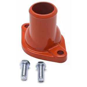 TRANS-DAPT PERFORMANCE PRODUCTS WATER NECK; SB AND BB CHEVY; (O-RING SEAL); STRAIGHT-UP DESIGN- CHEVY ORANGE POWDER COATED