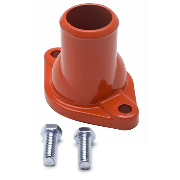 TRANS-DAPT PERFORMANCE PRODUCTS WATER NECK; SB AND BB CHEVY; (O-RING SEAL); STRAIGHT-UP DESIGN- CHEVY ORANGE POWDER COATED
