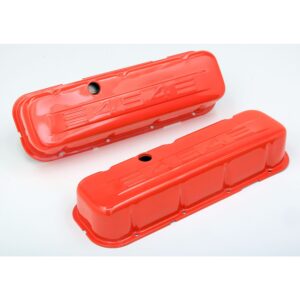 TRANS-DAPT PERFORMANCE PRODUCTS CHEVY 454 LOGO TALL ORANGE POWDER COATED VALVE COVERS