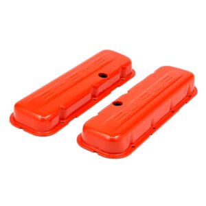 TRANS-DAPT PERFORMANCE PRODUCTS CHEVY 454 LOGO SHORT ORANGE POWDER COATED VALVE COVERS