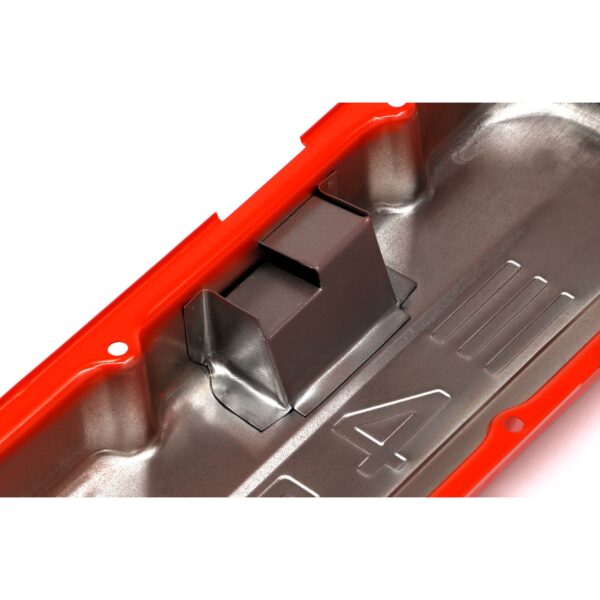 TRANS-DAPT PERFORMANCE PRODUCTS CHEVY 454 LOGO SHORT ORANGE POWDER COATED VALVE COVERS