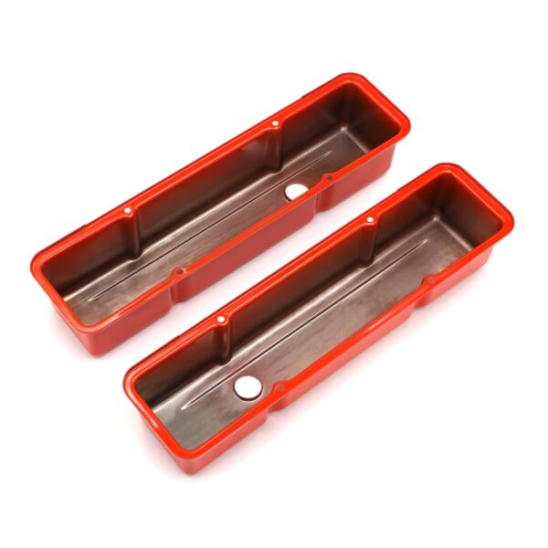 TRANS-DAPT PERFORMANCE PRODUCTS CHEVY 283-400 TALL ORANGE POWDER COATED VALVE COVERS