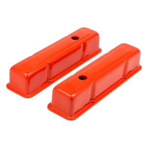 TRANS-DAPT PERFORMANCE PRODUCTS CHEVY 283-400 TALL ORANGE POWDER COATED BAFFLED VALVE COVERS