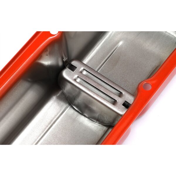 TRANS-DAPT PERFORMANCE PRODUCTS CHEVY 283-400 TALL ORANGE POWDER COATED BAFFLED VALVE COVERS