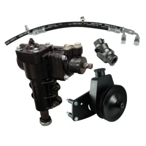 Borgeson - Steering Conversion Kit - P/N: 999059 - Power Steering Conversion Kit, 66-77 Ford Bronco with factory M/S and 289/302/351W. Complete Kit  includes P/S Box, Pump Bracket & Pulley, P/S Hoses and Universal Joint.