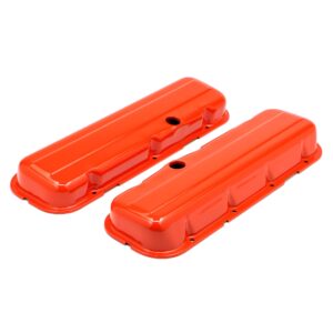 TRANS-DAPT PERFORMANCE PRODUCTS CHEVY 396-502 SHORT ORANGE POWDER COATED BAFFLED VALVE COVERS