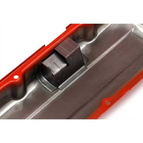 TRANS-DAPT PERFORMANCE PRODUCTS CHEVY 396-502 SHORT ORANGE POWDER COATED BAFFLED VALVE COVERS