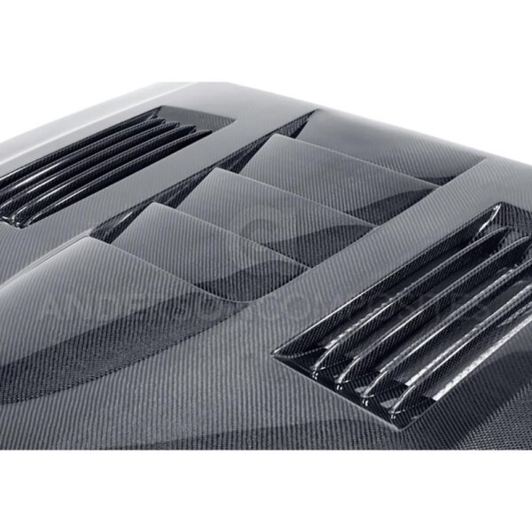 Anderson Composites, AC-HD1011FDMU-SS, Type-SS heat extractor carbon fiber hood for 2010-2014 Shelby GT500 and 2013-2014 Ford Mustang