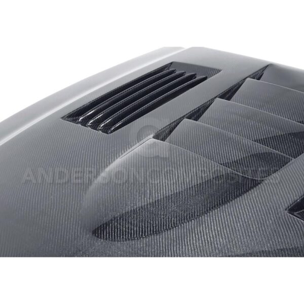 Anderson Composites, AC-HD1011FDMU-SS, Type-SS heat extractor carbon fiber hood for 2010-2014 Shelby GT500 and 2013-2014 Ford Mustang