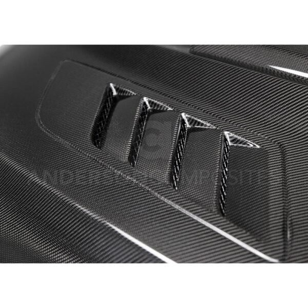 Anderson Composites, AC-HD15FDMU-AB-DS, Ram air double sided carbon fiber hood for 2015-2017 Ford Mustang