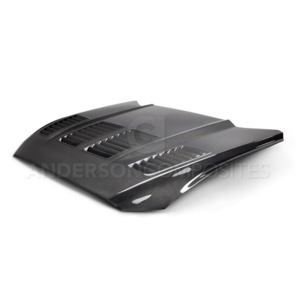 Anderson Composites, AC-HD15FDMU-TW-DS, Type-TW double sided carbon fiber hood for 2015-2017 Ford Mustang