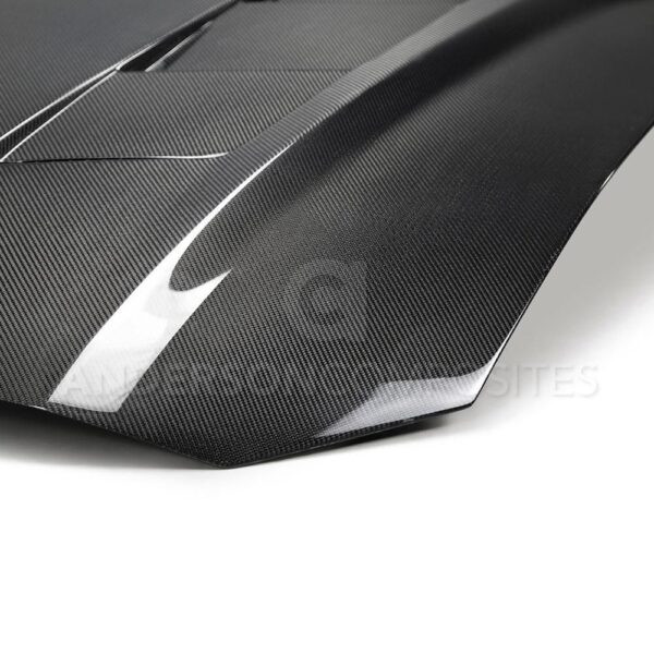 Anderson Composites, AC-HD18FDMU-SA-DS, Type-SA heat extractor double sided carbon fiber hood for 2018-2020 Ford Mustang