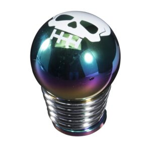 TYPE S manual trans screw-on shift knob with green neo chrome skull design