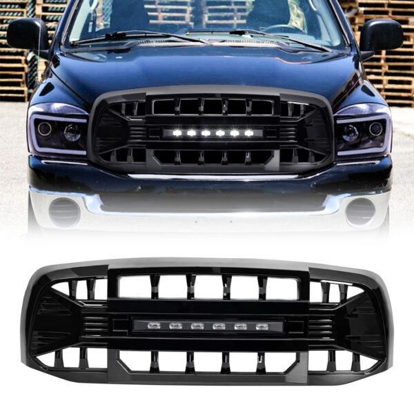 American Modified Armor Grille with Off-Road Lights - Glossy Black - AMDEBA00152