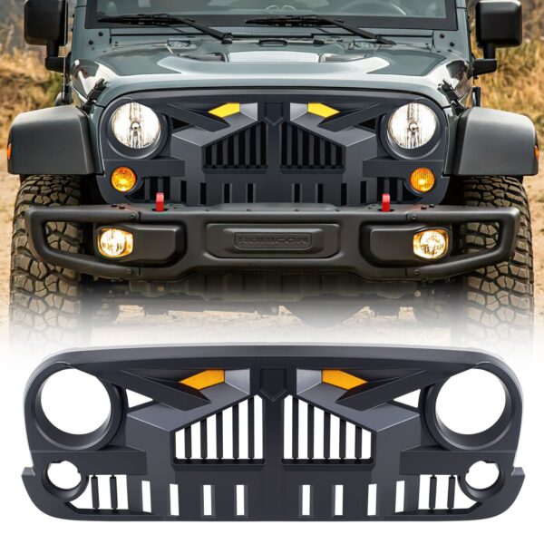 American Modified Empire Grille w/ LED Amber Lights, Matte Black - AMJPAA00139