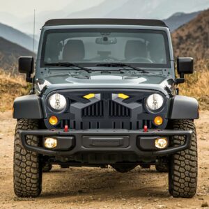 American Modified Goliath Grille w/ LED DRL and Turn Signals - Matte Black - AMJPAA00144
