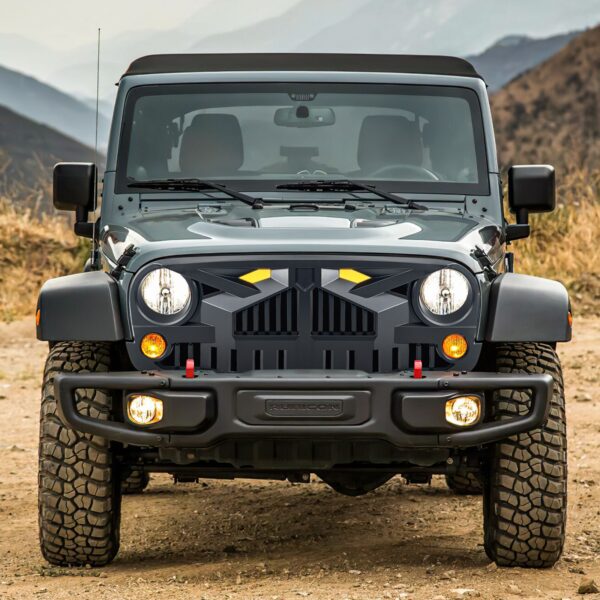 American Modified Goliath Grille w/ LED DRL and Turn Signals - Matte Black - AMJPAA00144
