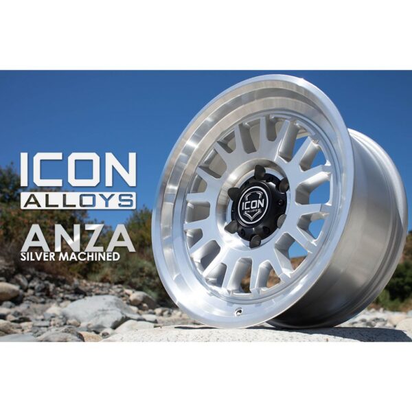 ICON Alloys Anza, Silver Machined, 17 x 8.5 / 6 x 5.5, 0mm Offset, 4.75" BS