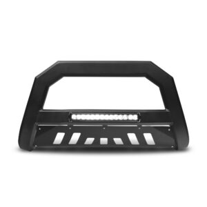 Armordillo 2011-2018 Chevy Silverado 2500/3500 AR Series Bull Bar W/LED - Matte Black W/Aluminum Skid Plate