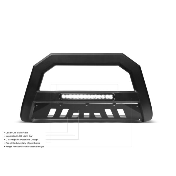 Armordillo 2008-2011 Mazda Tribute AR Series Bull Bar W/LED - Matte Black W/Aluminum Skid Plate