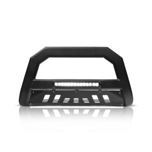 Armordillo 2000-2004 Nissan Frontier AR Series Bull Bar W/LED - Matte Black W/Aluminum Skid Plate