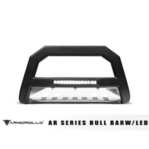 Armordillo 2006-2009 Mitsubishi Raider AR Series Bull Bar W/LED - Matte Black W/Aluminum Skid Plate