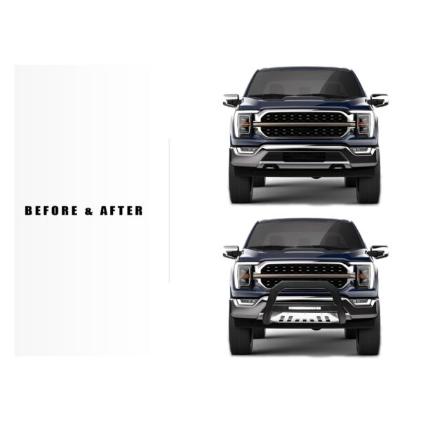Armordillo 2006-2009 Mitsubishi Raider AR Series Bull Bar W/LED - Matte Black W/Aluminum Skid Plate