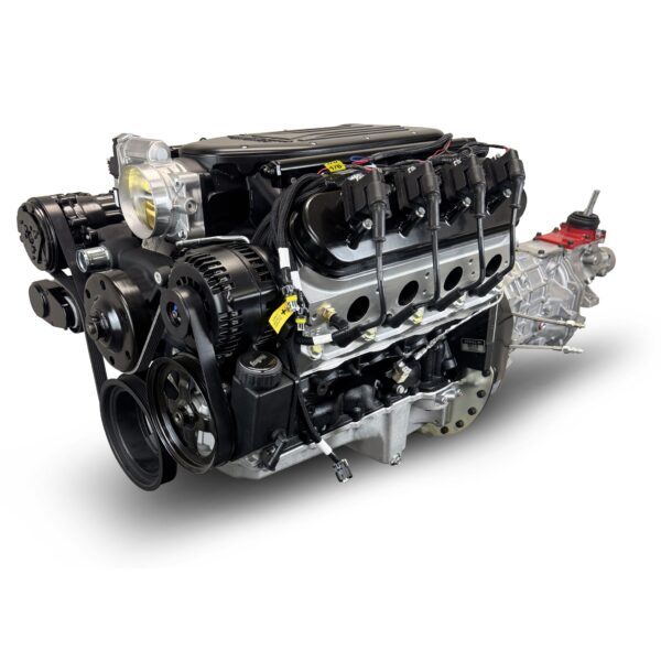 BluePrint Engines GM LS Compatible 376 c.i. Engine and T56 Manual Transmission - Standard Edition Builder Series - Black Pulley Kit - Holley Terminator X EFI System