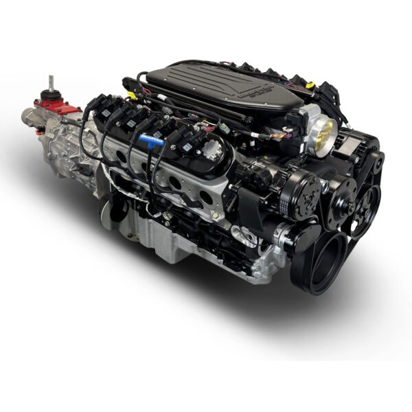 BluePrint Engines GM LS Compatible 376 c.i. Engine and T56 Manual Transmission - Standard Edition Builder Series - Black Pulley Kit - Holley Terminator X EFI System