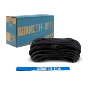 Borne Off-Road Replacement Synthetic Winch Rope, 3/8" x 85ft, Black